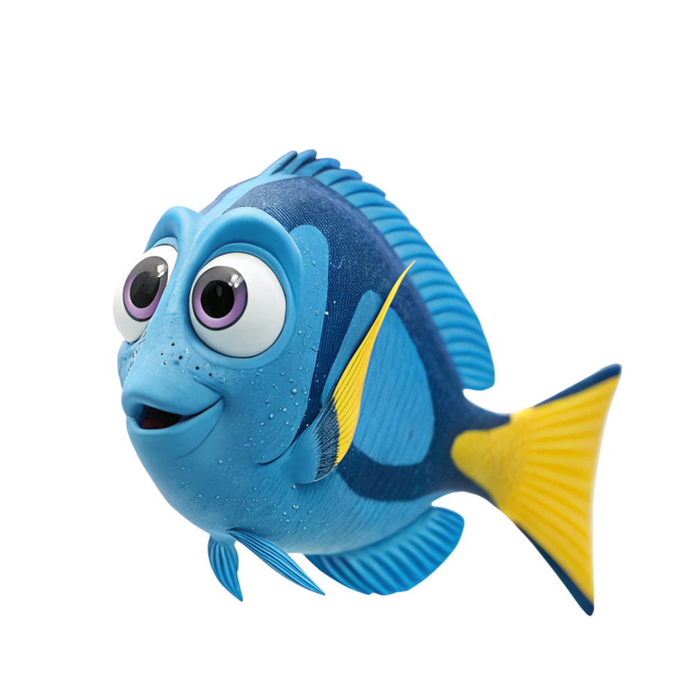 yellow cute 3d fish isolated on transparent background png