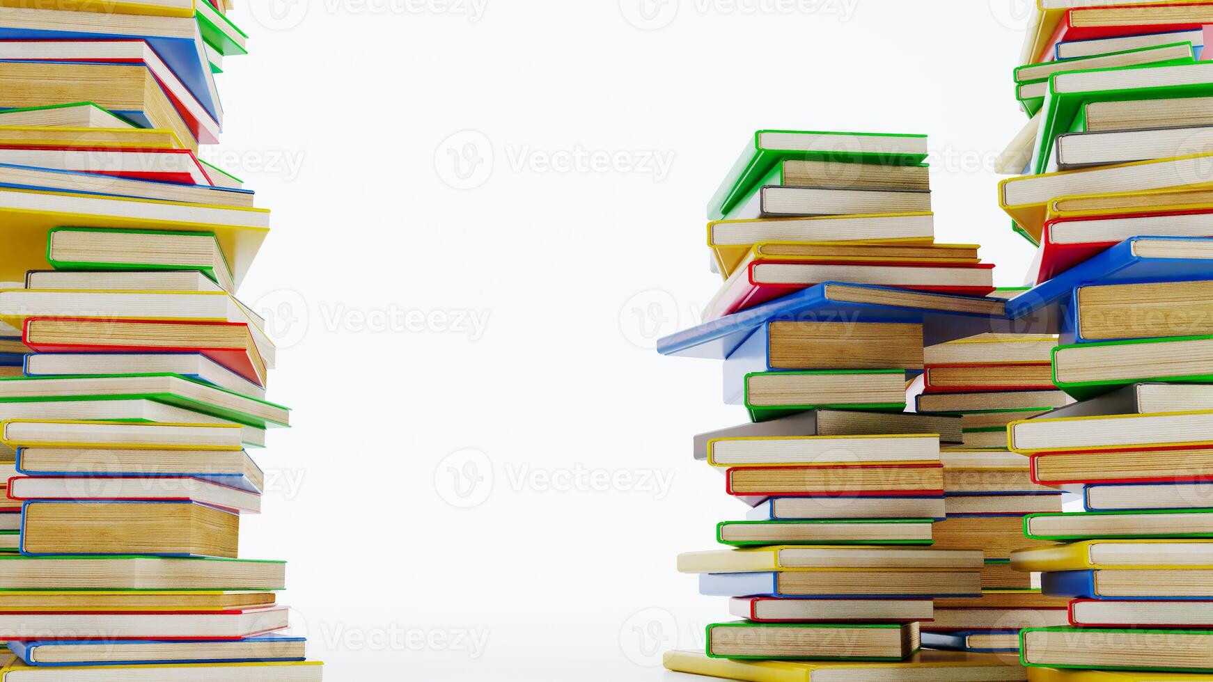 Stack of colored books isolated on white background, back to school , 3D render photo