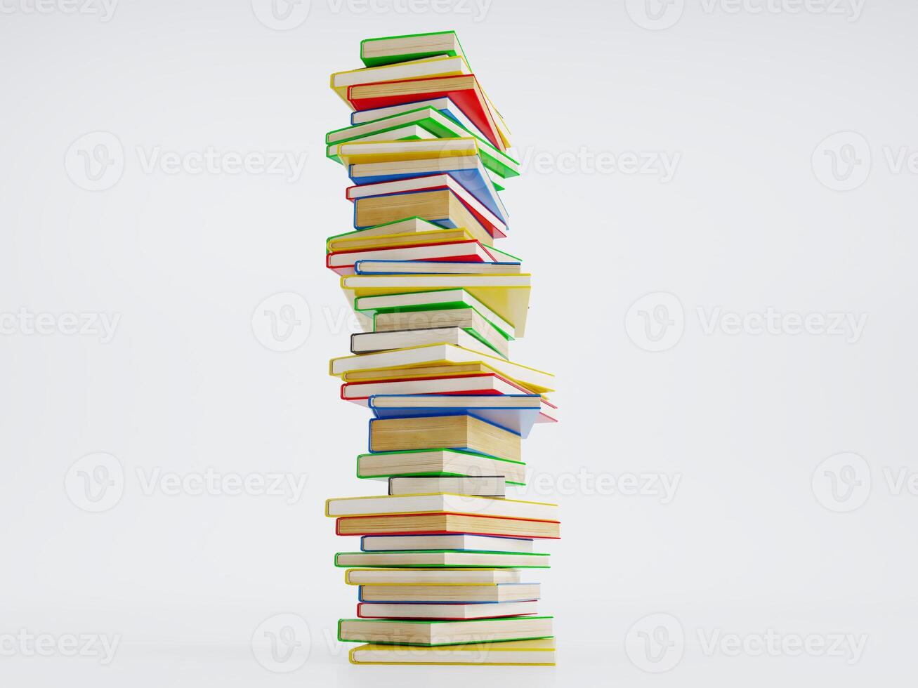 Stack of colored books isolated on white background, back to school photo