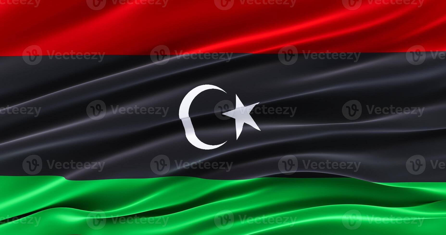 Waving Fabric Flag of libya, Silk Flag of libya. 3D render photo