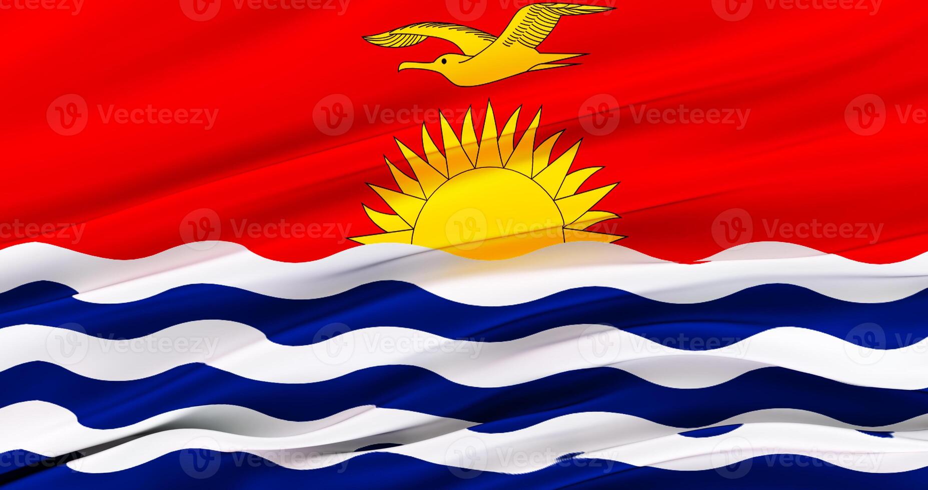 realistic waving fabric flag of kiribati, 3D render photo