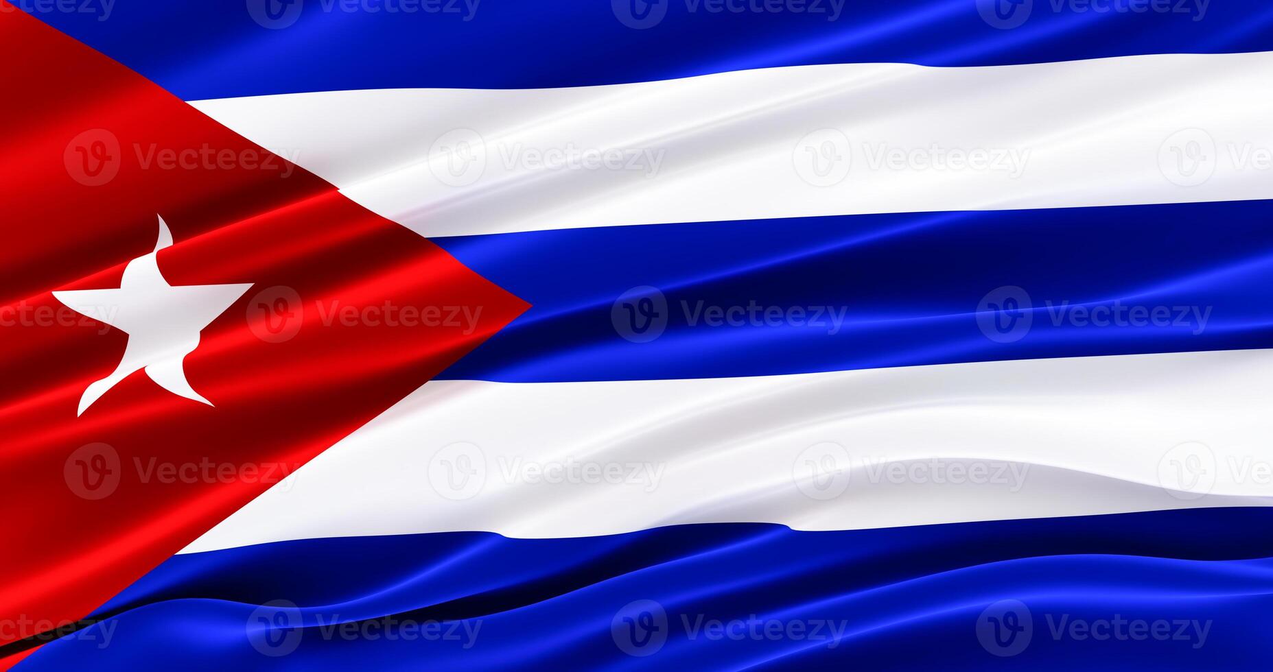 Waving Fabric Flag of cuba, Silk Flag of cuba. 3D render photo