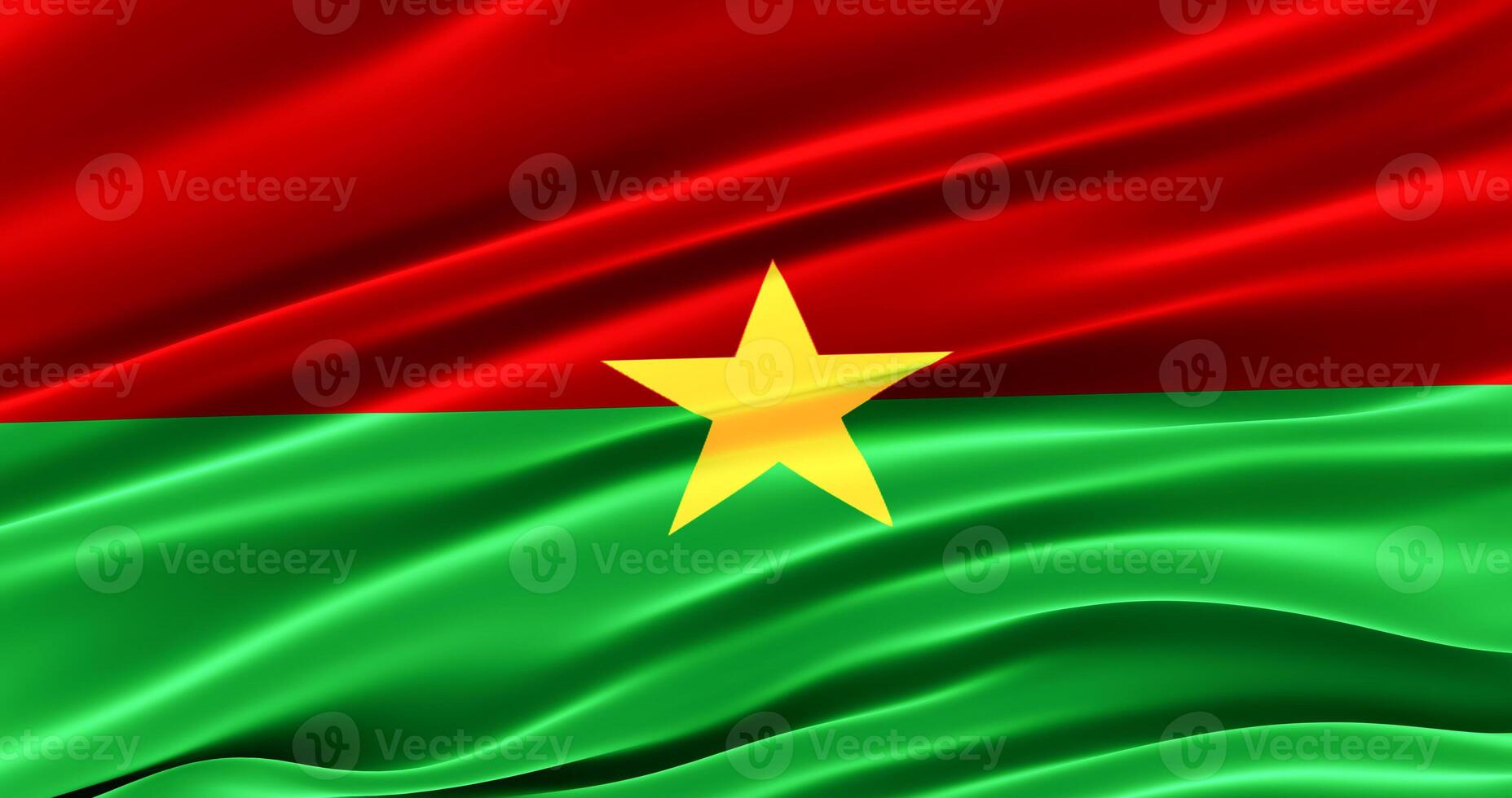 Waving Fabric Flag of burkina faso, Silk Flag of burkina faso. 3D render photo