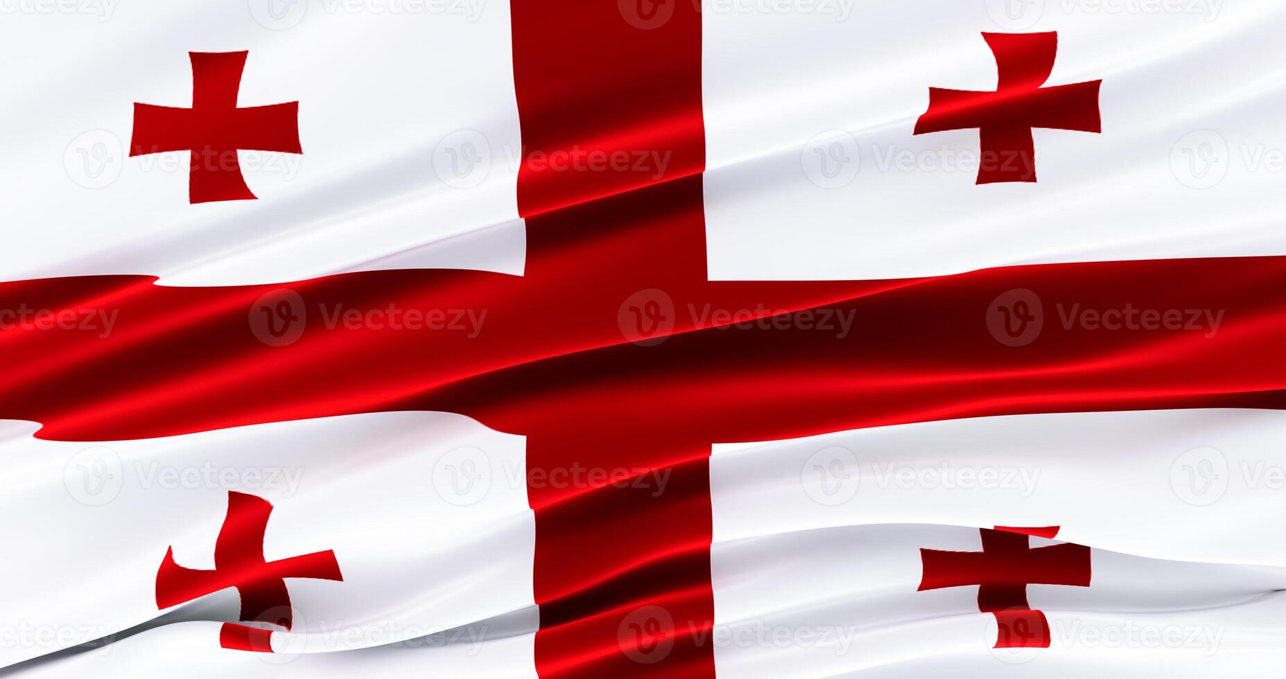 Waving Fabric Flag of georgia, Silk Flag of georgia. 3D render photo