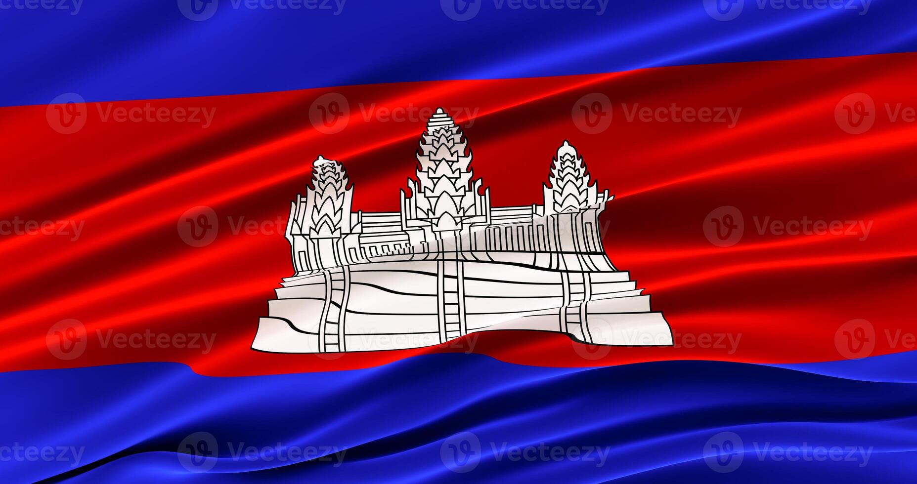 Waving Fabric Flag of cambodia, Silk Flag of cambodia. 3D render photo