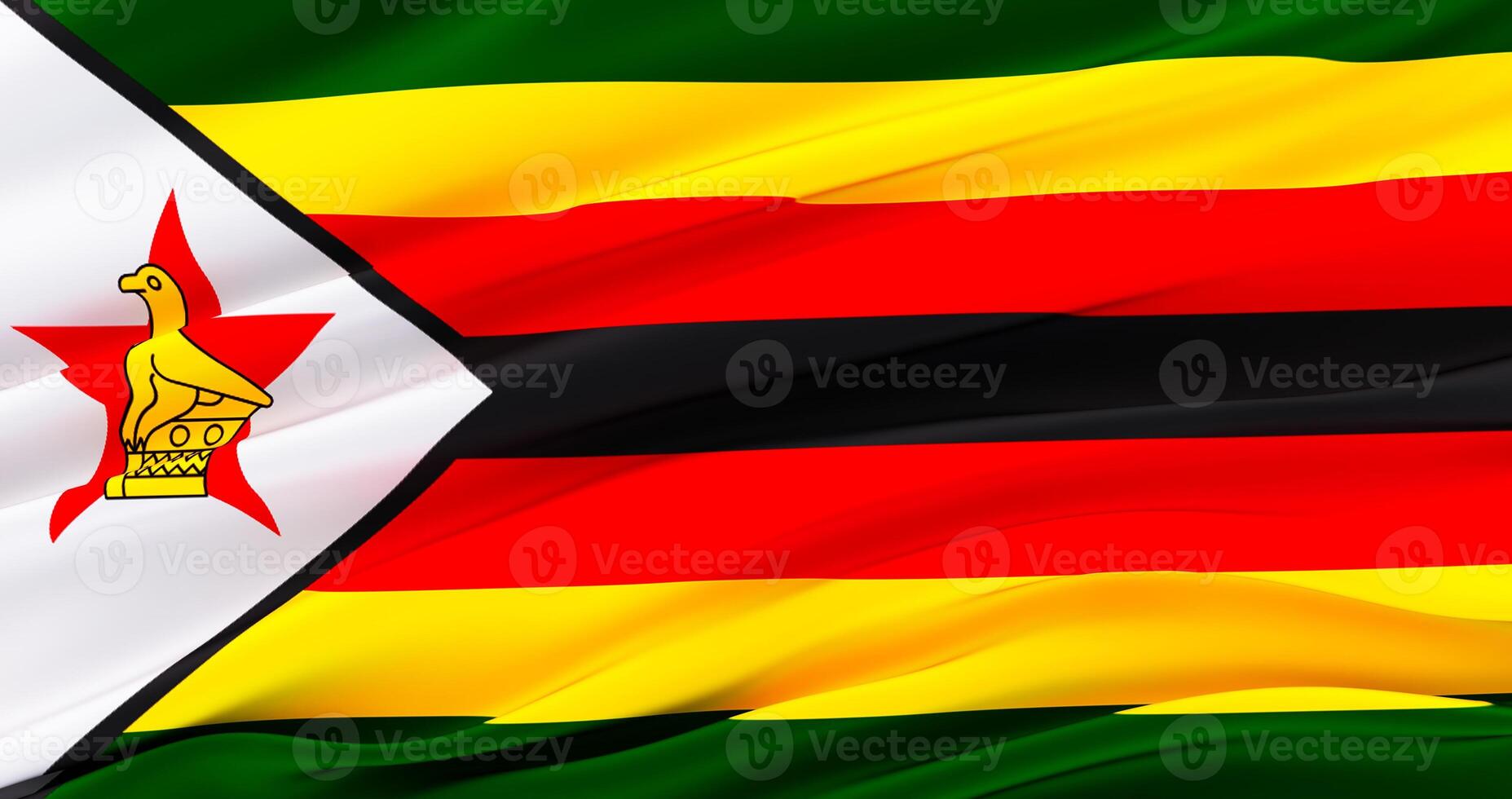 3D render of zimbabwe flag for Memorial Day, 18th of april, Independence Day. photo