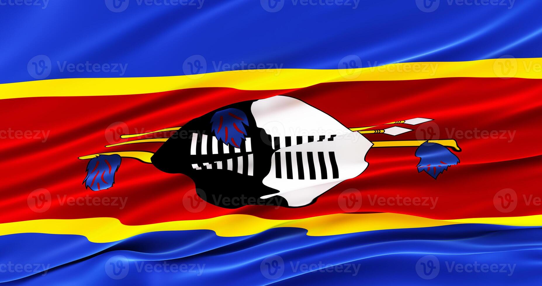 realistic waving fabric flag of eswatini, 3D render photo