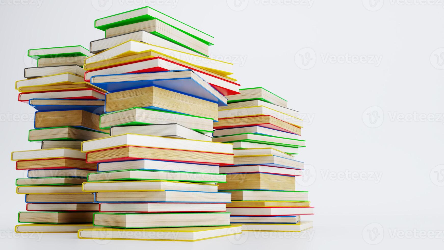 Stack of colored books isolated on white background, back oncept, back to school photo