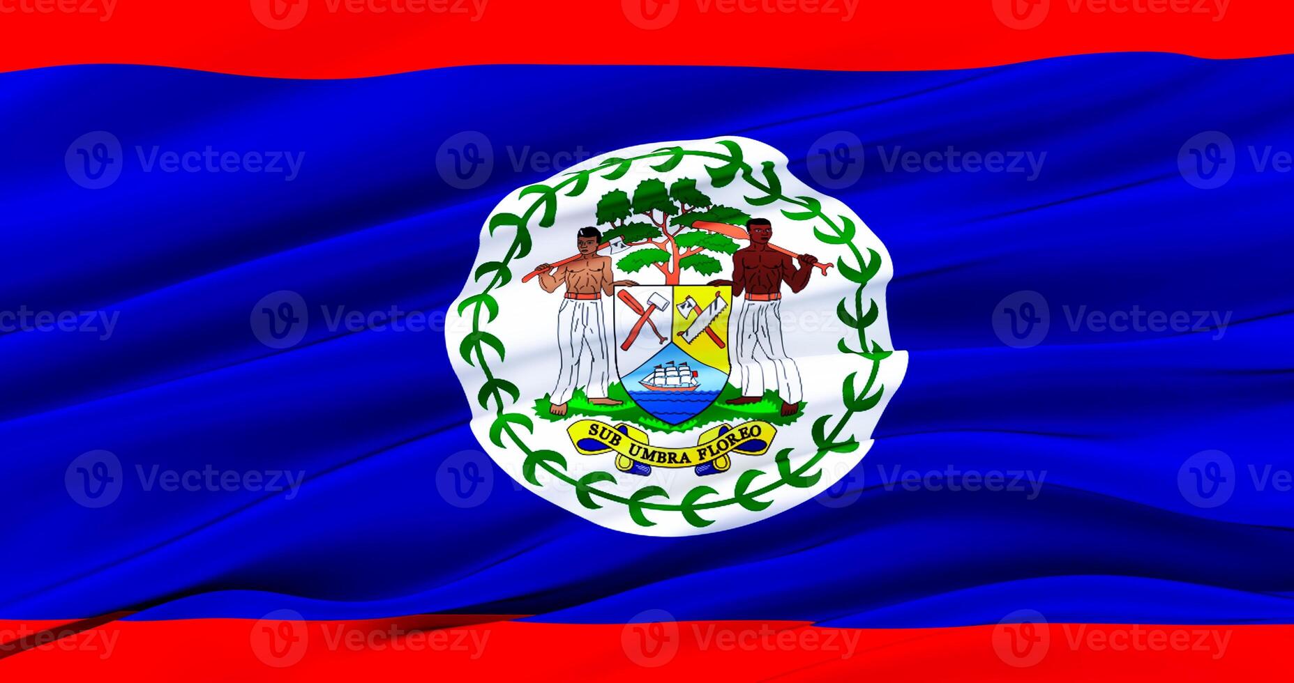 realistic waving fabric flag of belize, 3D render photo