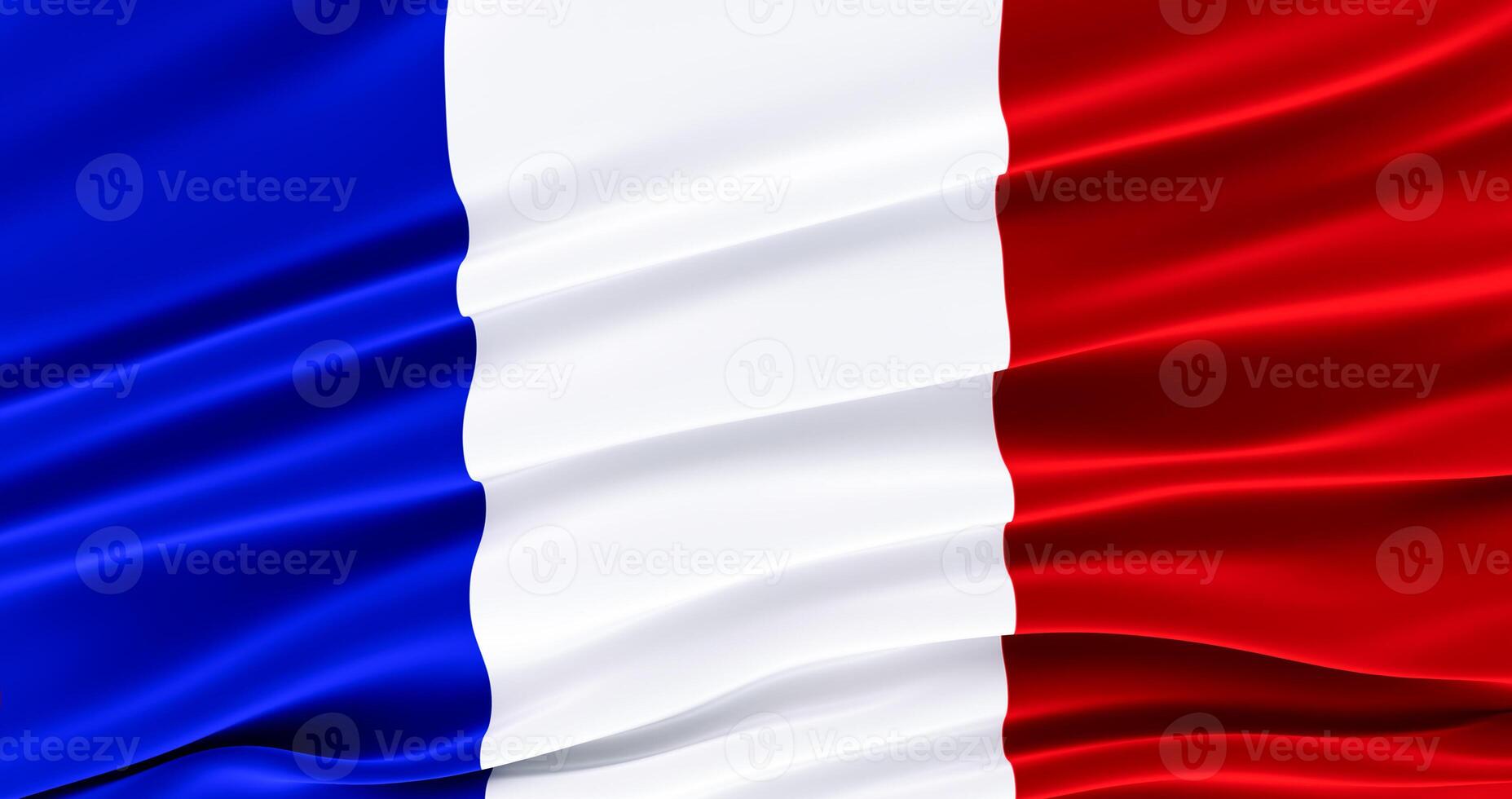 Waving Fabric Flag of french, Silk Flag of french. 3D render photo