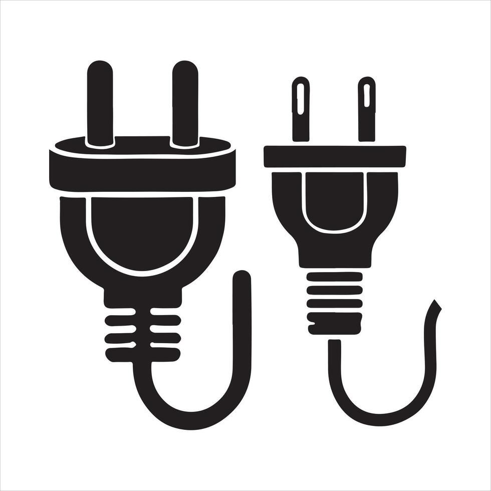 Icon for plug silhouette on white background vector