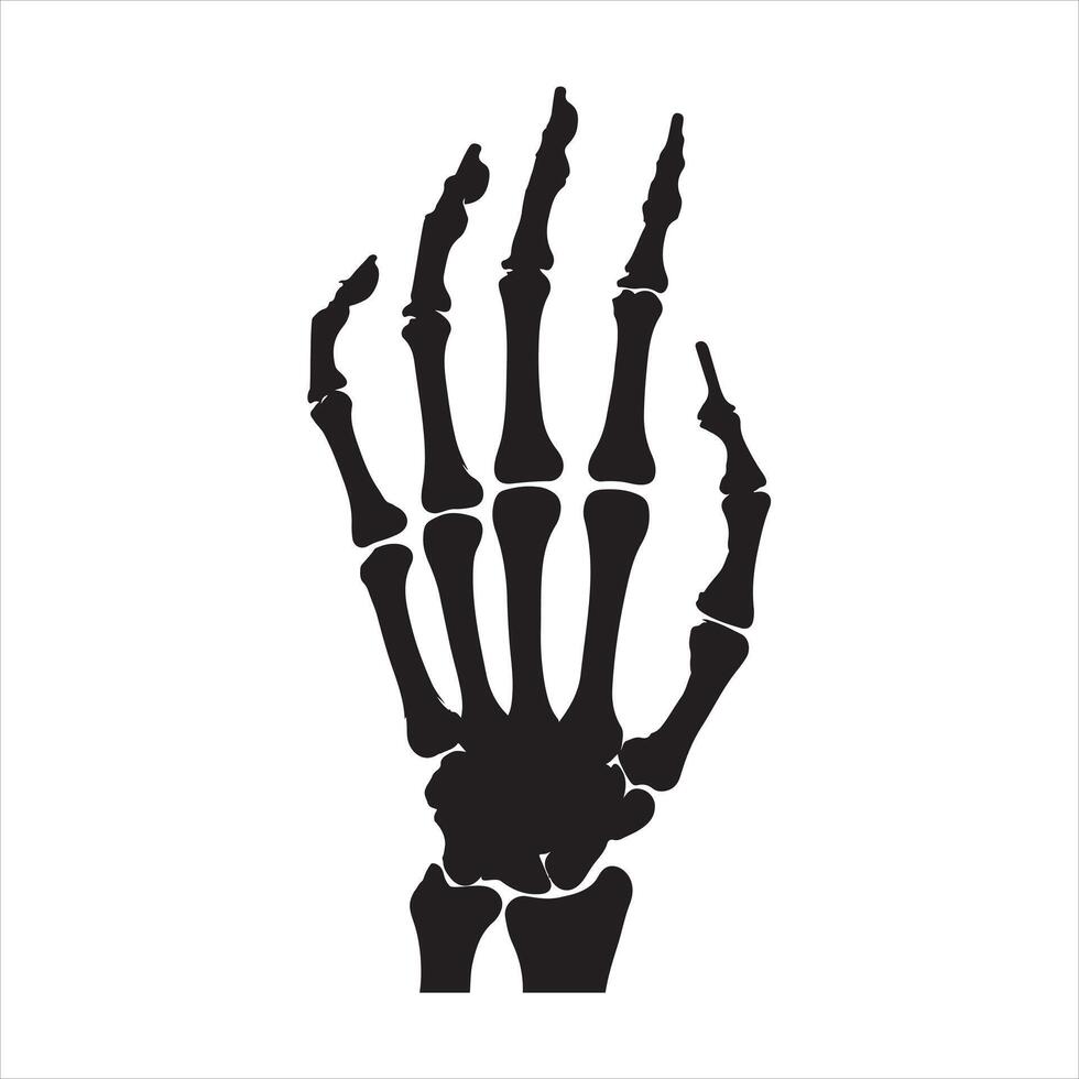 Skeleton Hand black silhouette on white background vector