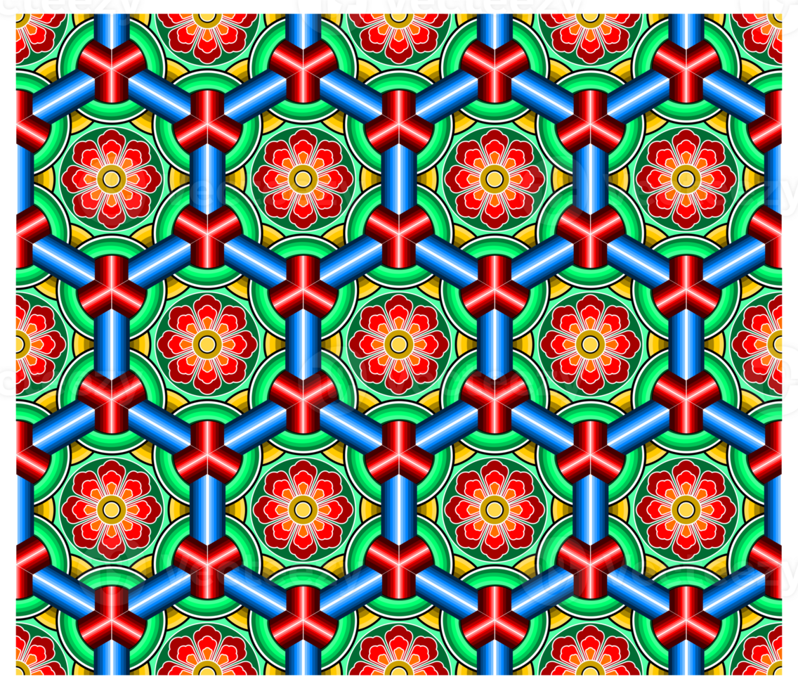 Korean Dancheong Traditional Pattern Background Green png