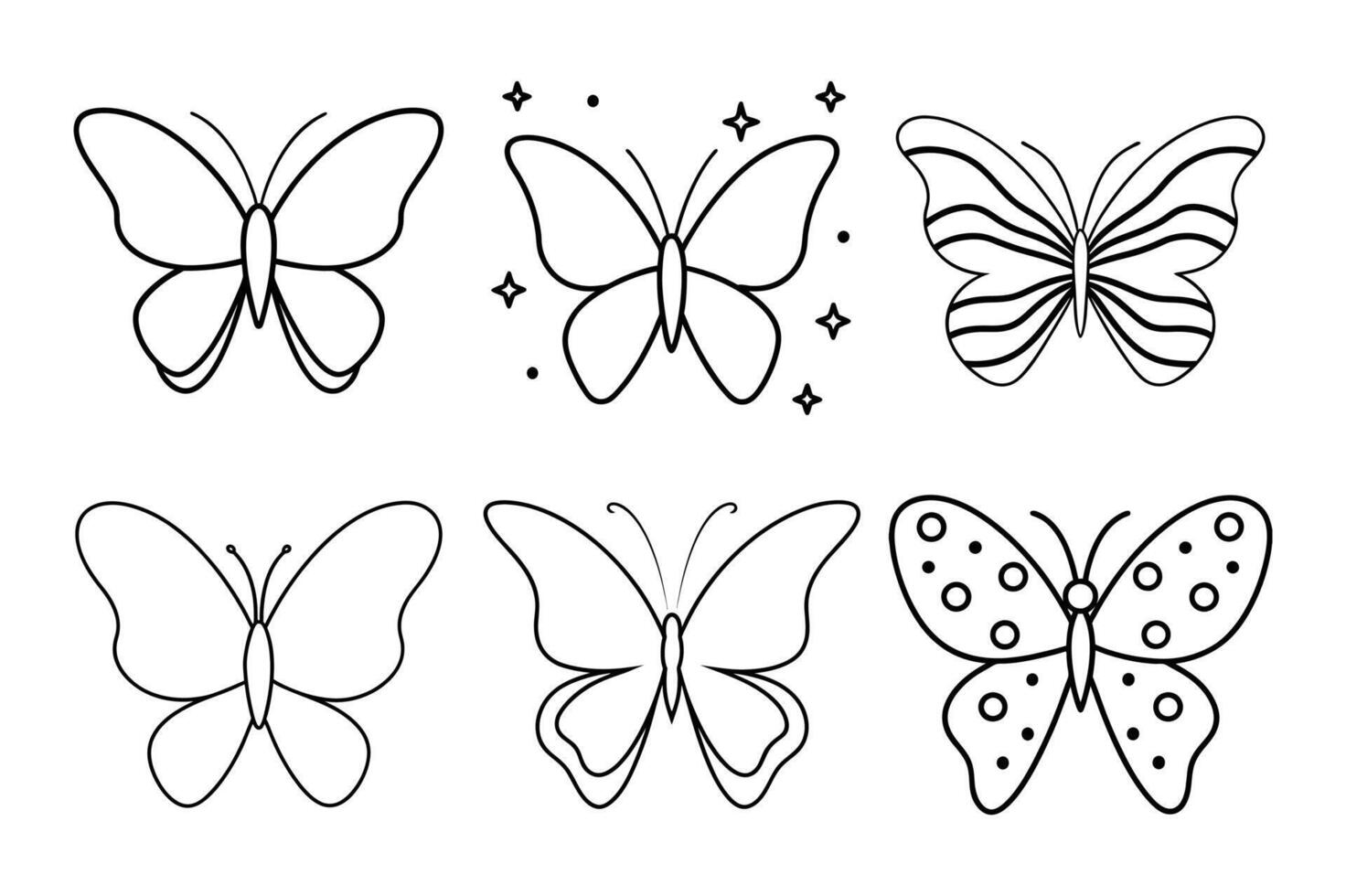 Set of Butterfly Line Art Illustration design vector