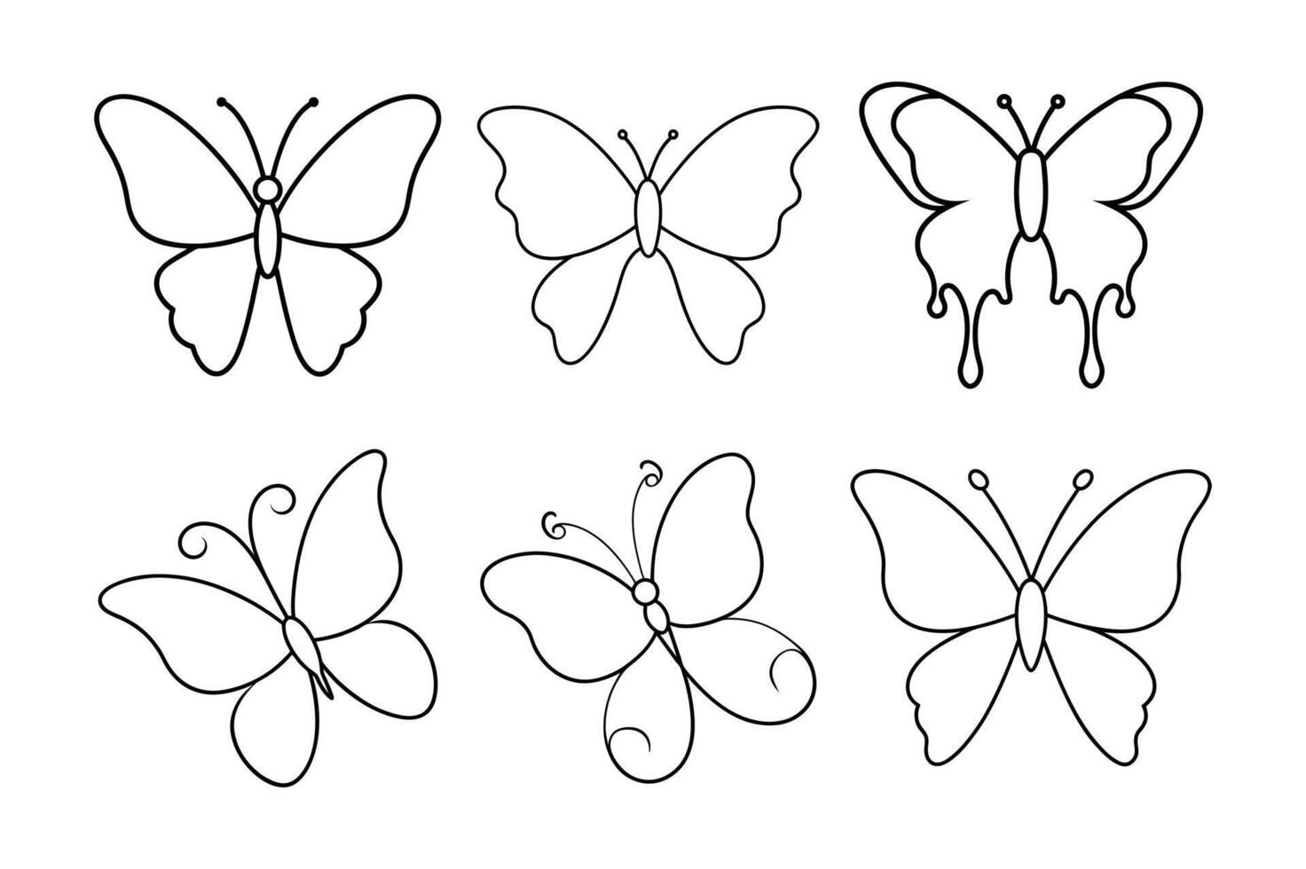 Color and Learn Butterfly Line Art Designs vector