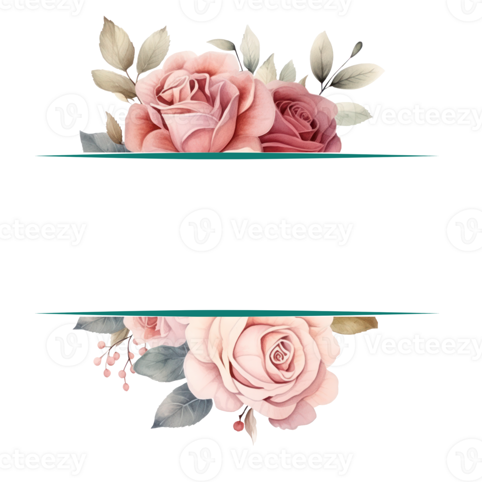 Pink rose frame decorative png