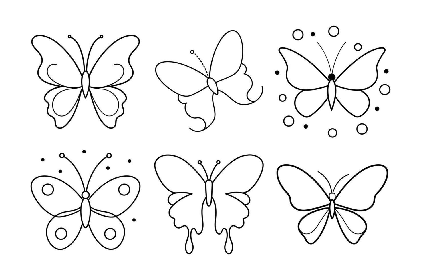 Kids Butterfly Coloring Page Collection vector