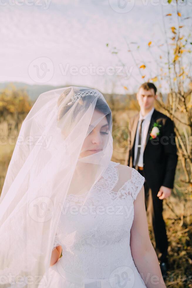 Scene is romantic and intimate, as the couple is about to exchange vows photo