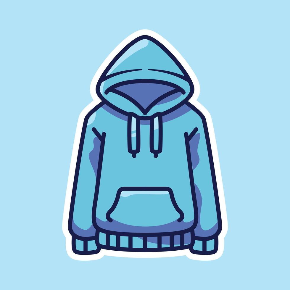 Casual Hoodie Illustration with Drawstring Hood and Stylish Details. Cute Cartoon Isolated. vector