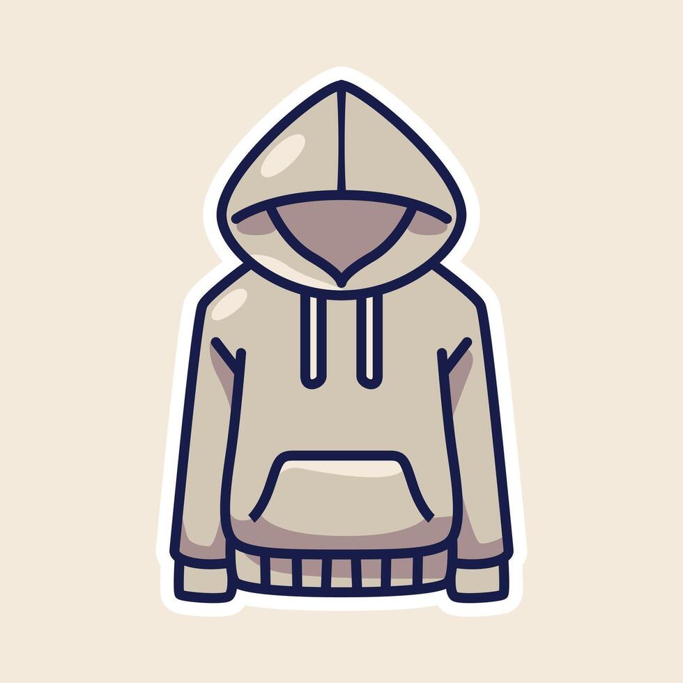 Neutral-Toned Hoodie Illustration with Minimalist Drawstring Design. Cute Cartoon Isolated. vector
