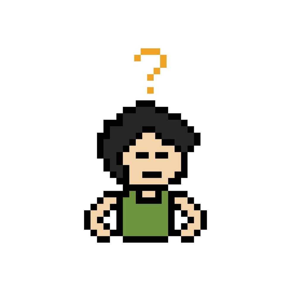Cartoon cute of boy man male with question mark of question query questionaire 8 bit. vector