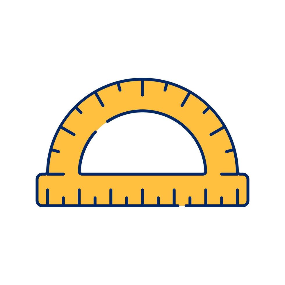 Protractor tool used for measuring and drawing angles, essential in engineering and construction designs. vector