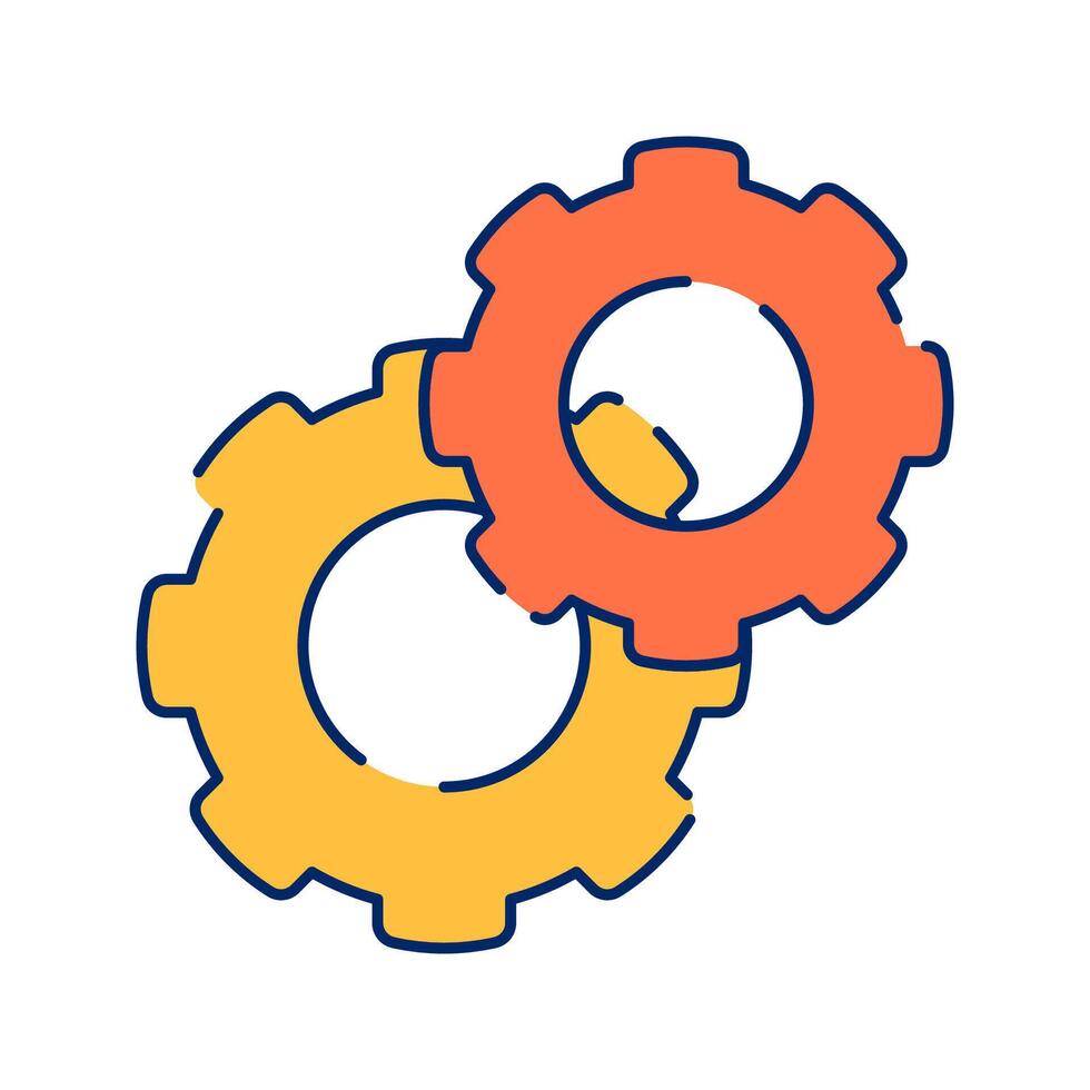 Gears symbolize mechanical systems and operations, commonly associated with machinery and engineering. vector