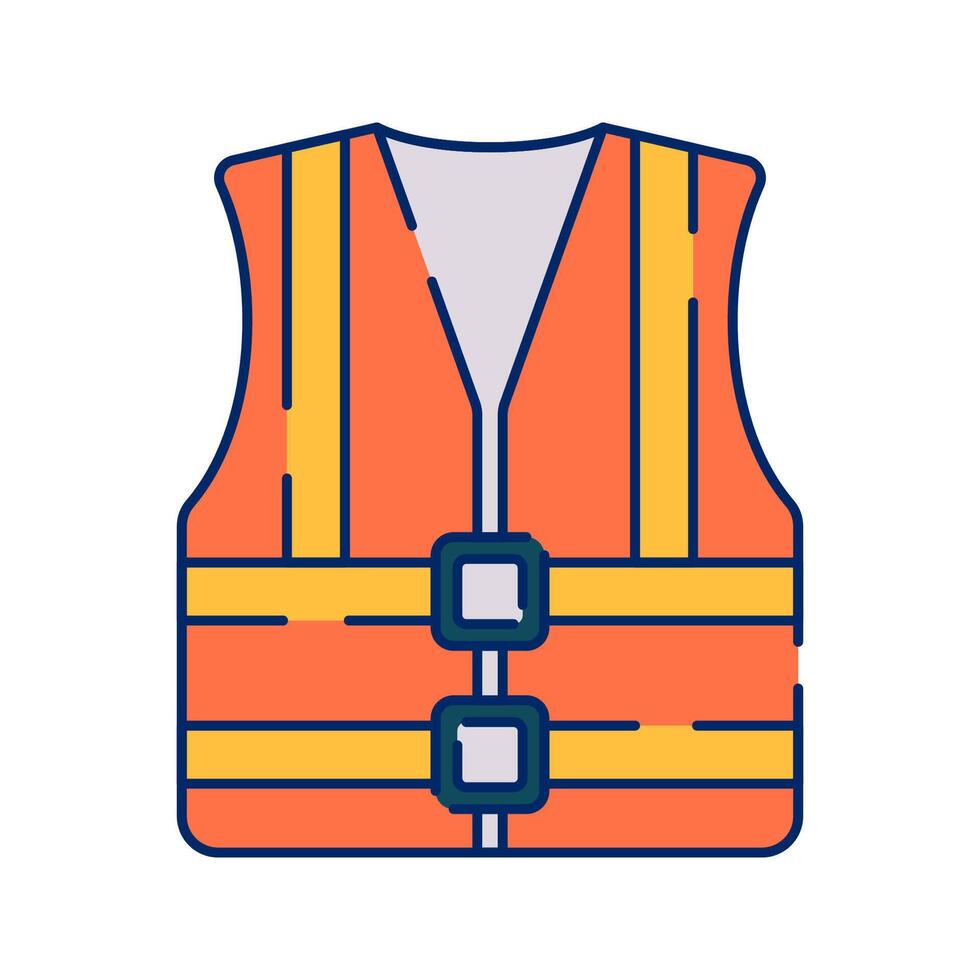 Safety vest, high-visibility vest worn to ensure worker safety in construction and roadwork environments. vector