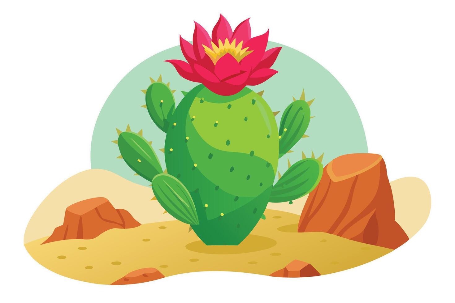 Desert Cactus Blooming Flower Prickly Pear Arizona Landscape vector