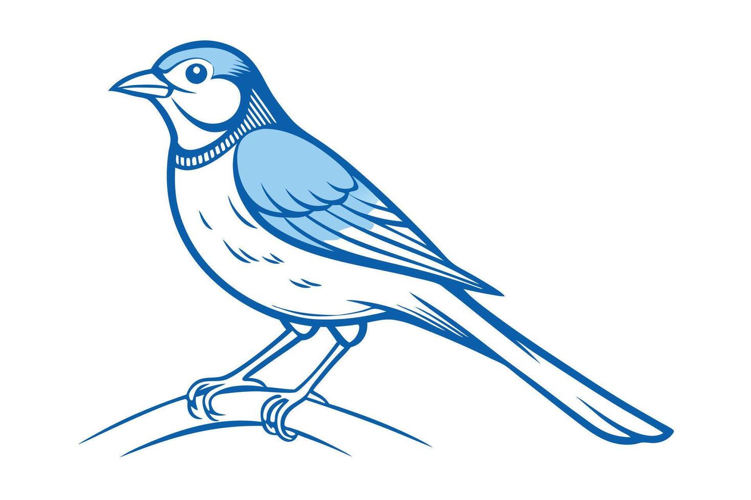 Blue Bird Illustration Avian Art, Nature, Line Drawing, Wildlife vector
