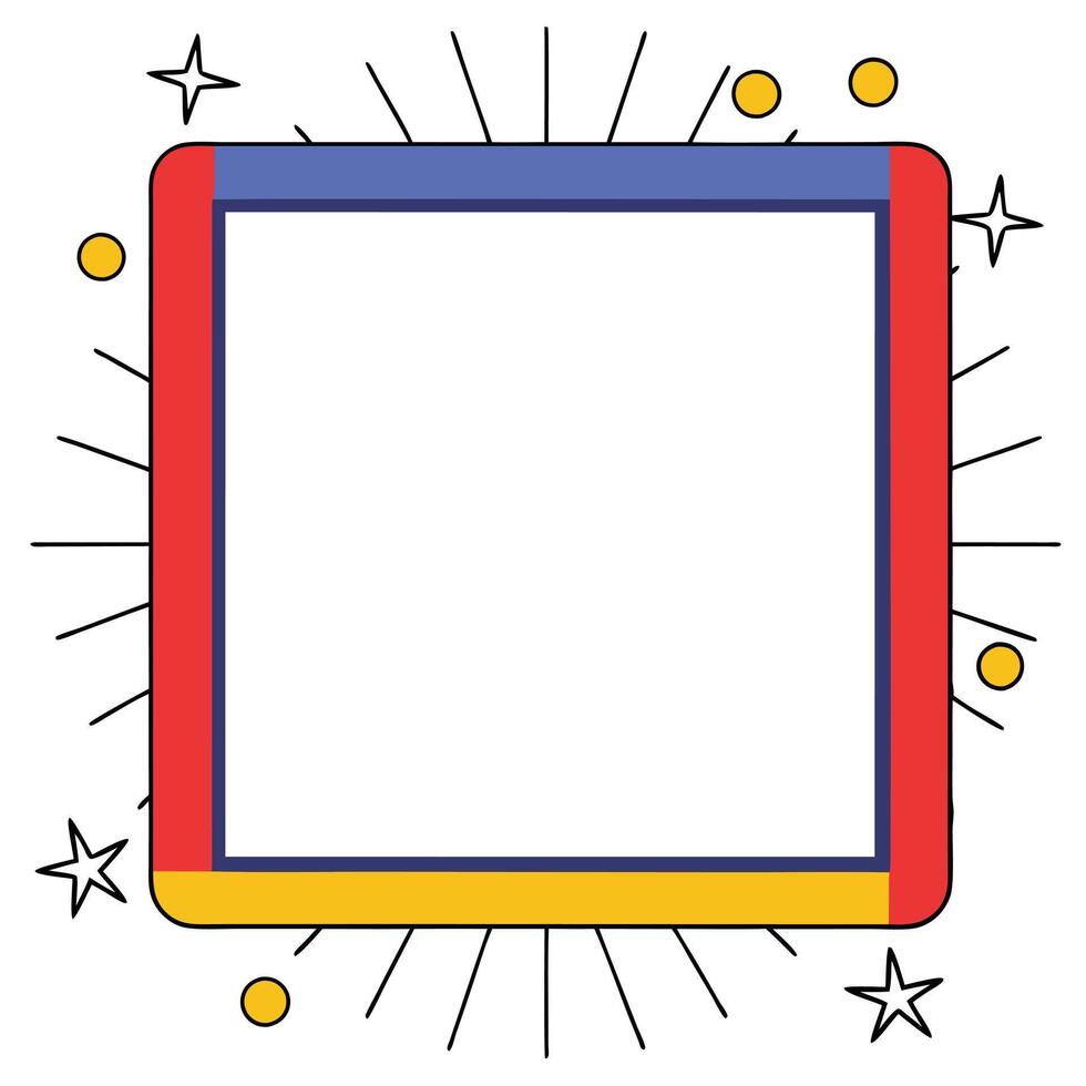 Colorful Square Frame Border Design with Stars and Dots vector
