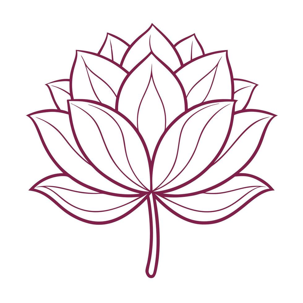 Elegant Lotus Flower Design Line Art, Floral, Botanical, Symmetry, Petal, Bloom, Nature, Graphic, Si vector