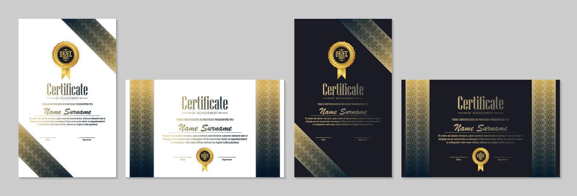 Achievement certificate best award diploma with border design vector