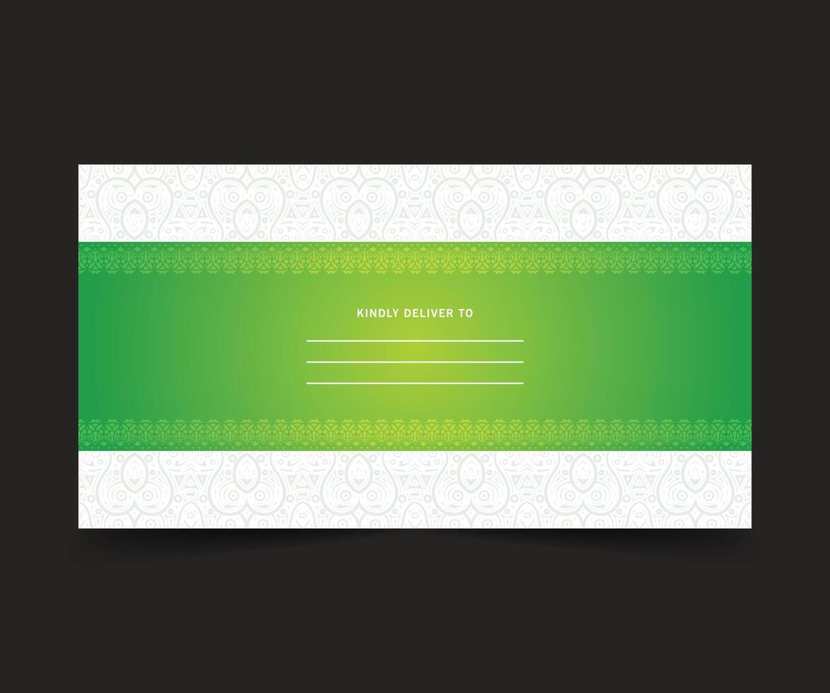 Elegant green art message card design with border design vector