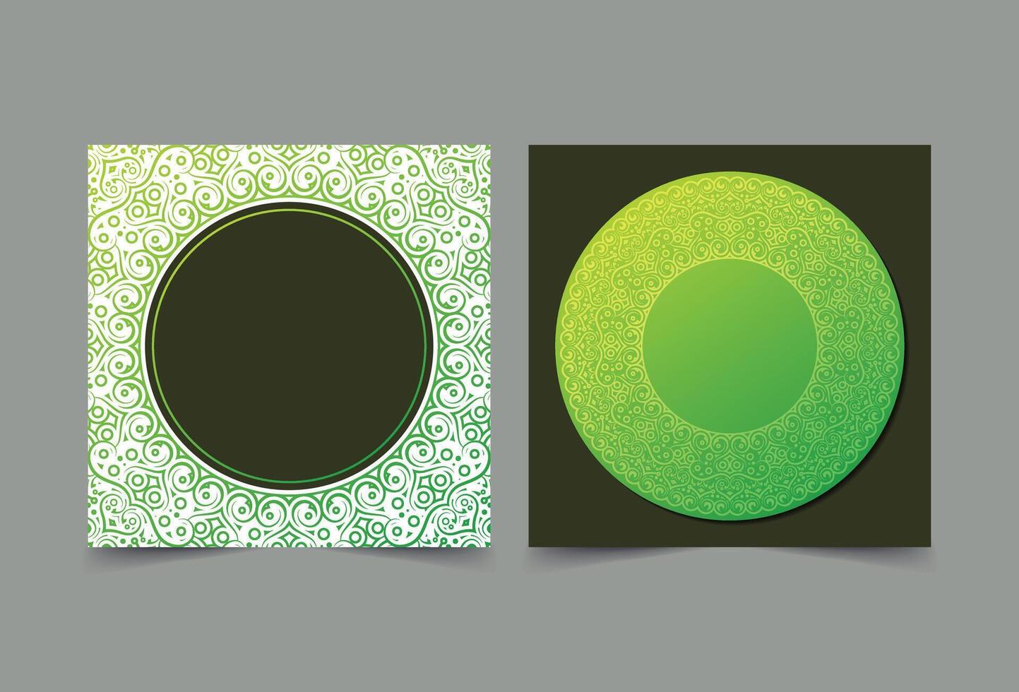 Elegant green ornament circle border greeting card vector