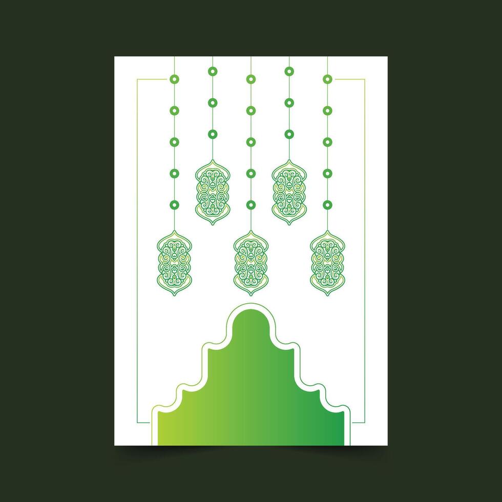Elegant Green Ramadan kareem card design template vector