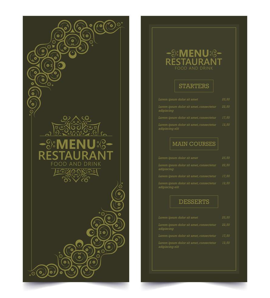 Menu Layout with ornamental frame Elements design vector
