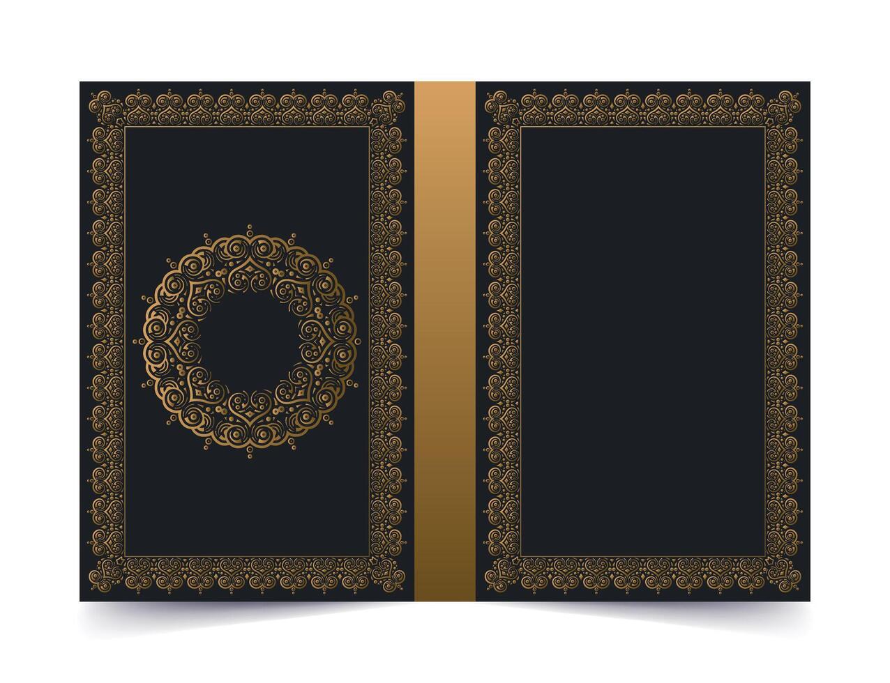 Luxury gold ornamental book cover design with frame design template vector