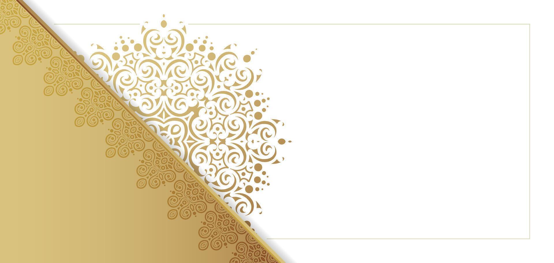 Luxury White and gold ornamental mandala background with arabic islamic east pattern style vector