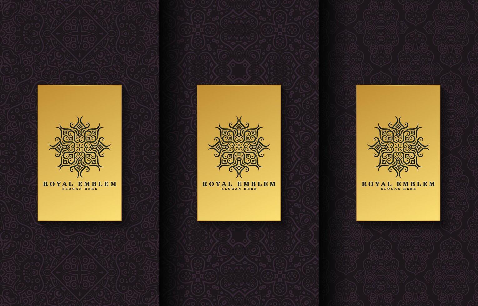luxury retro labels with calligraphic logo and pattern design template vector