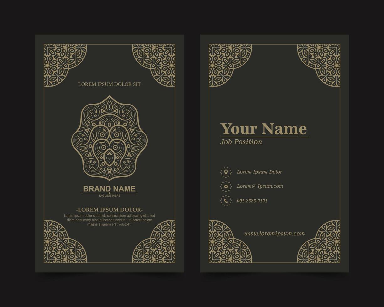 Dark ornament pattern business card design with frame design vector