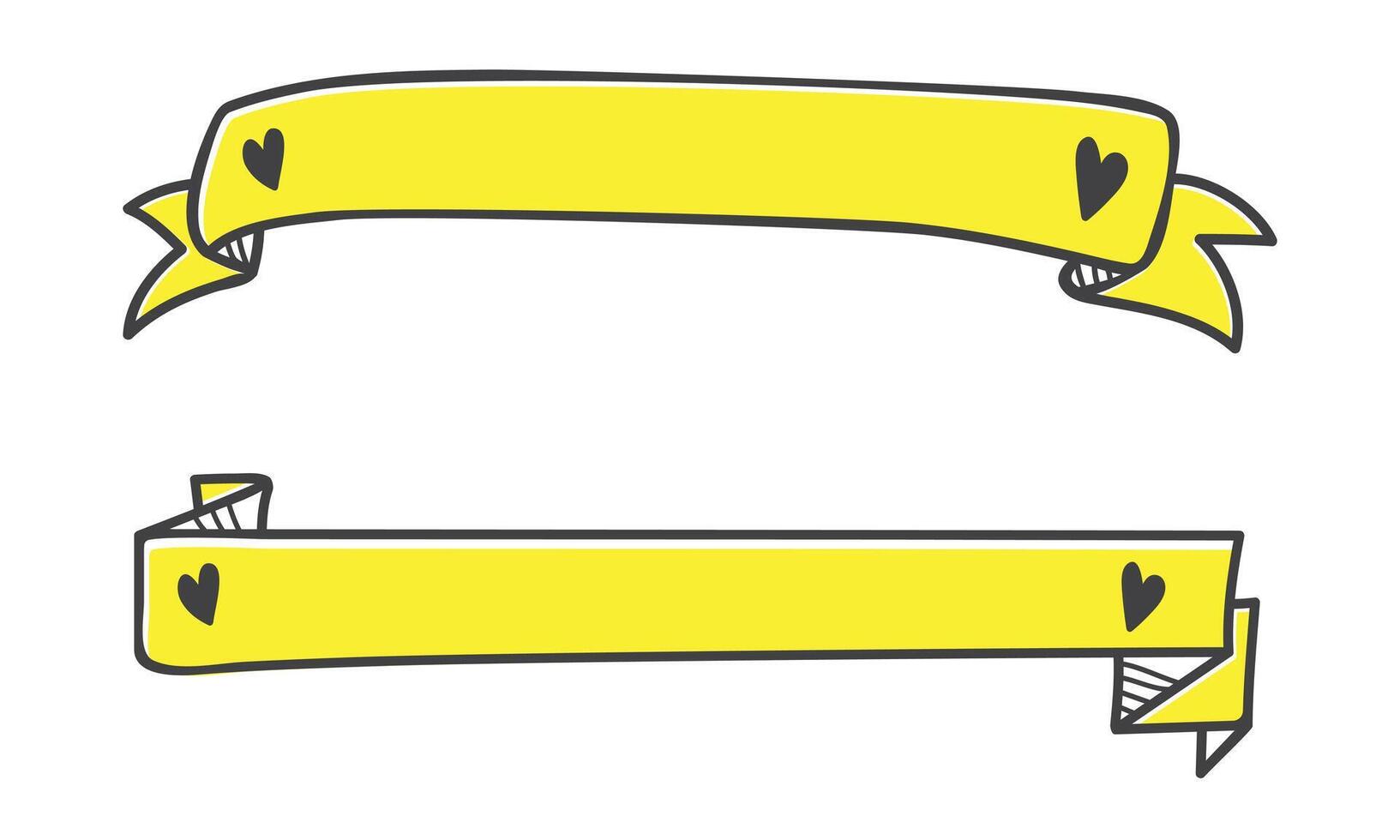 Set of ribbons with hearts and place for your text. vector