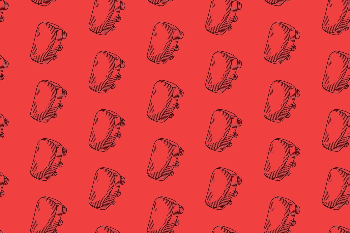 rectangle punching target pad doodle seamless pattern on red background. punch pad engraving line art pattern wallpaper. boxing target glove background for boxing sport decor and merchandise vector