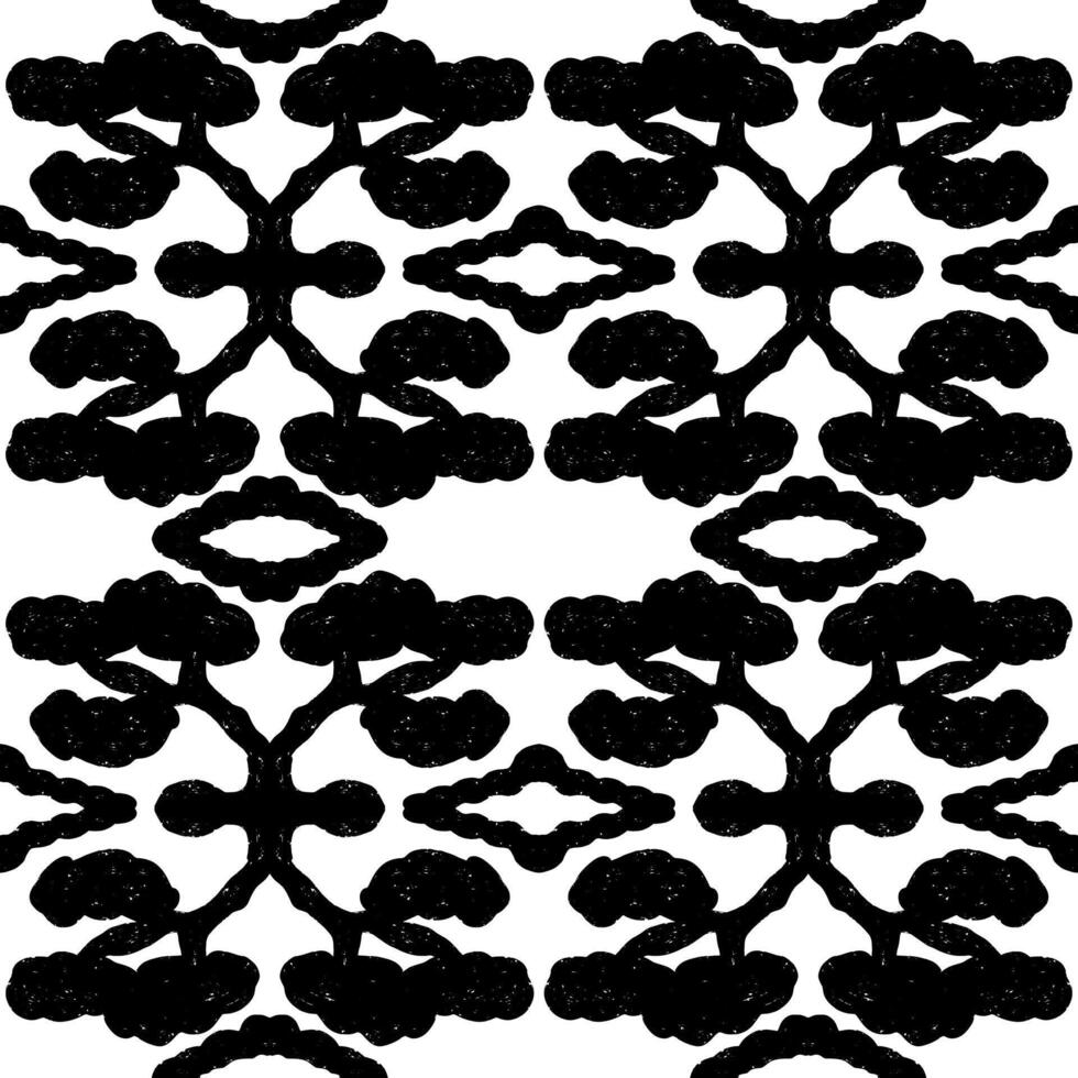 a black and white, pattern with leaves vector