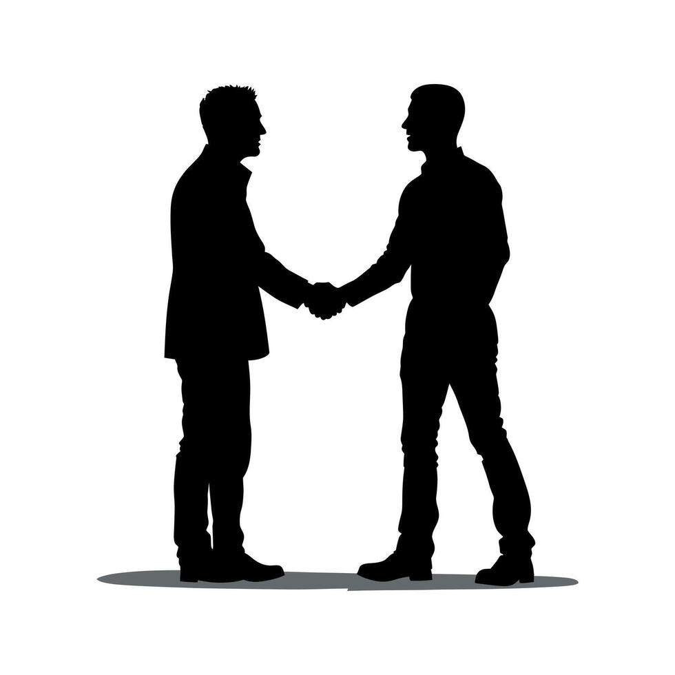 corporate business partners handshake black color silhouette isolated on white background, communication concept flat illustration graphic isolated on white background vector