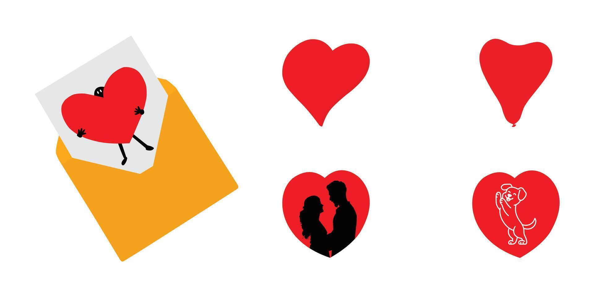 Heart-shaped icons representing love, friendship, and joy. Set of valentine romantic graphics element. vector