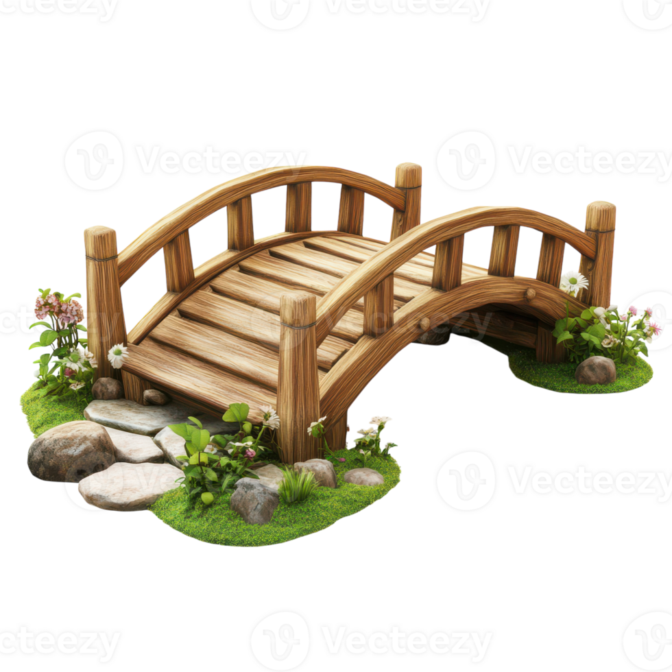 Beautiful Isolated Garden Bridge for Designs Transparent Background. png