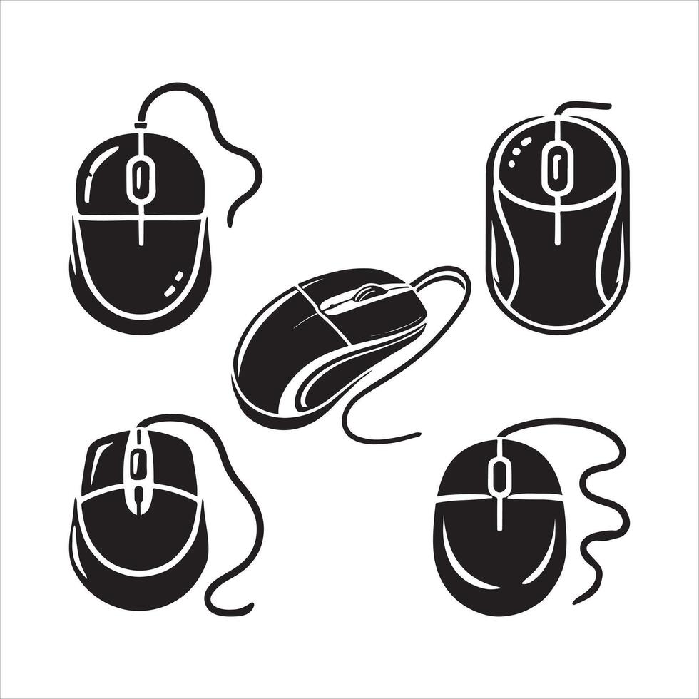 Computer mouse silhouette in white background vector
