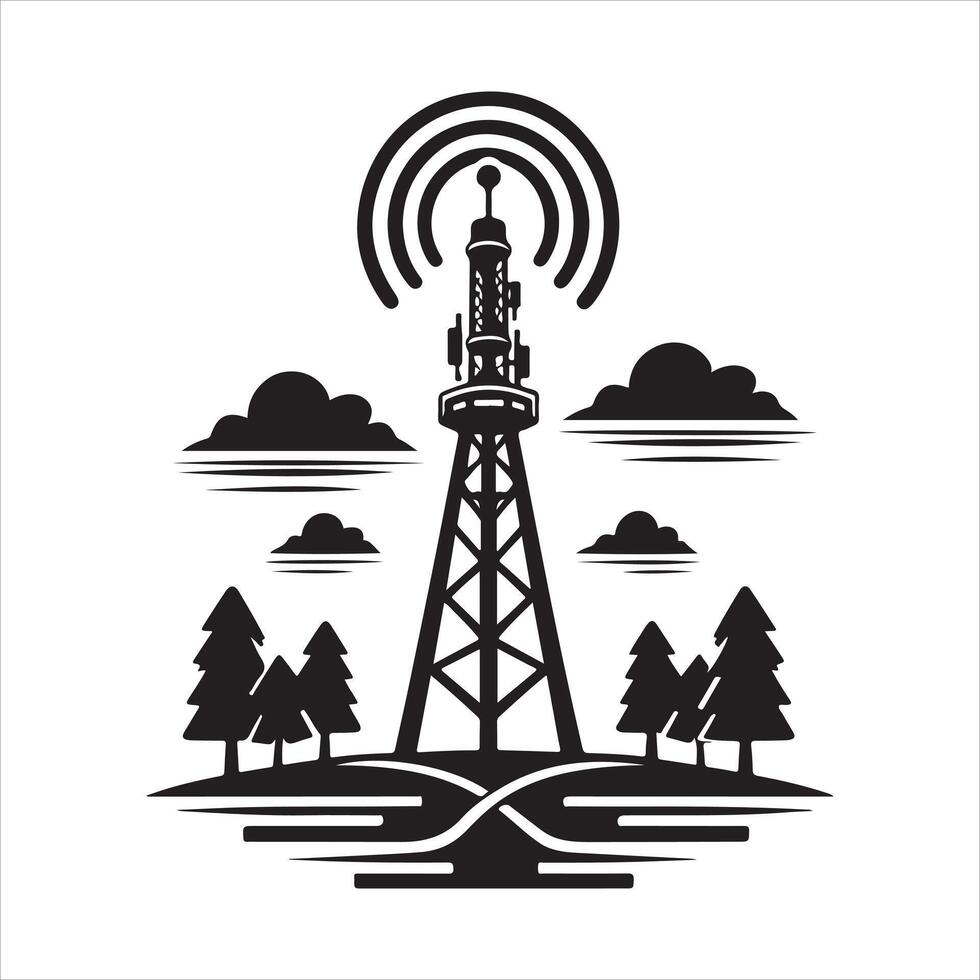 Phone Tower Signal silhouette art illustration vector