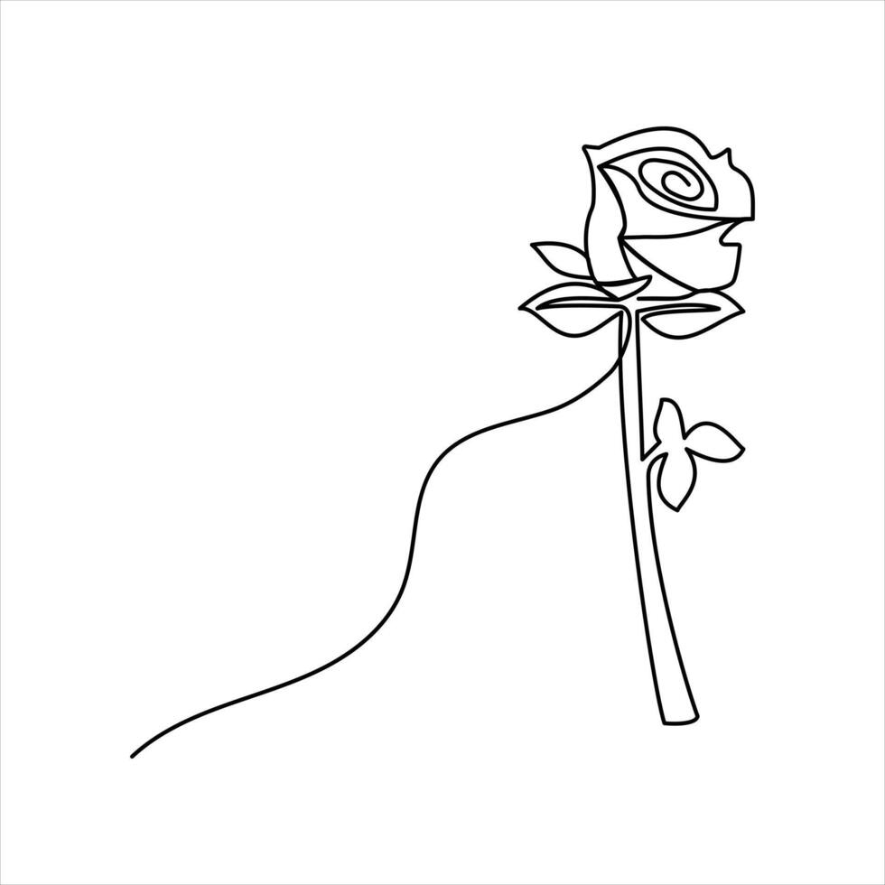 In rose continuous single-line art, the uninterrupted flow of the line mirrors the continuous bloom of a rose, showcasing timeless beauty. vector